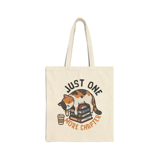 Just One More Chapter (Cat) Cotton Canvas Tote Bag