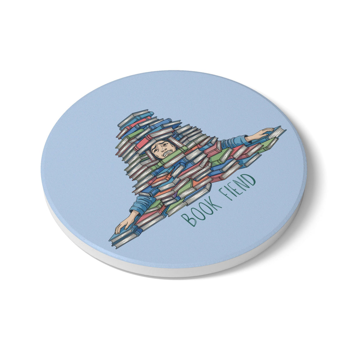 Book Fiend (Pile) Ceramic Coaster