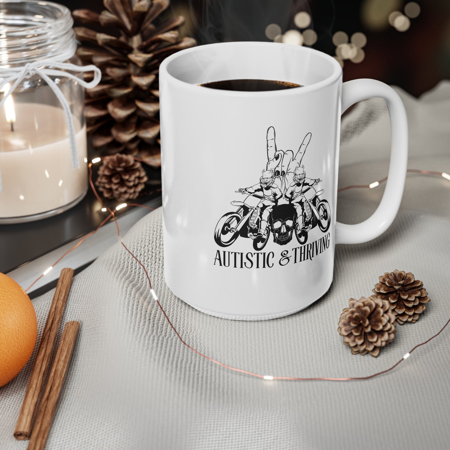 Autistic & Thriving Ceramic Coffee Cup, 15oz