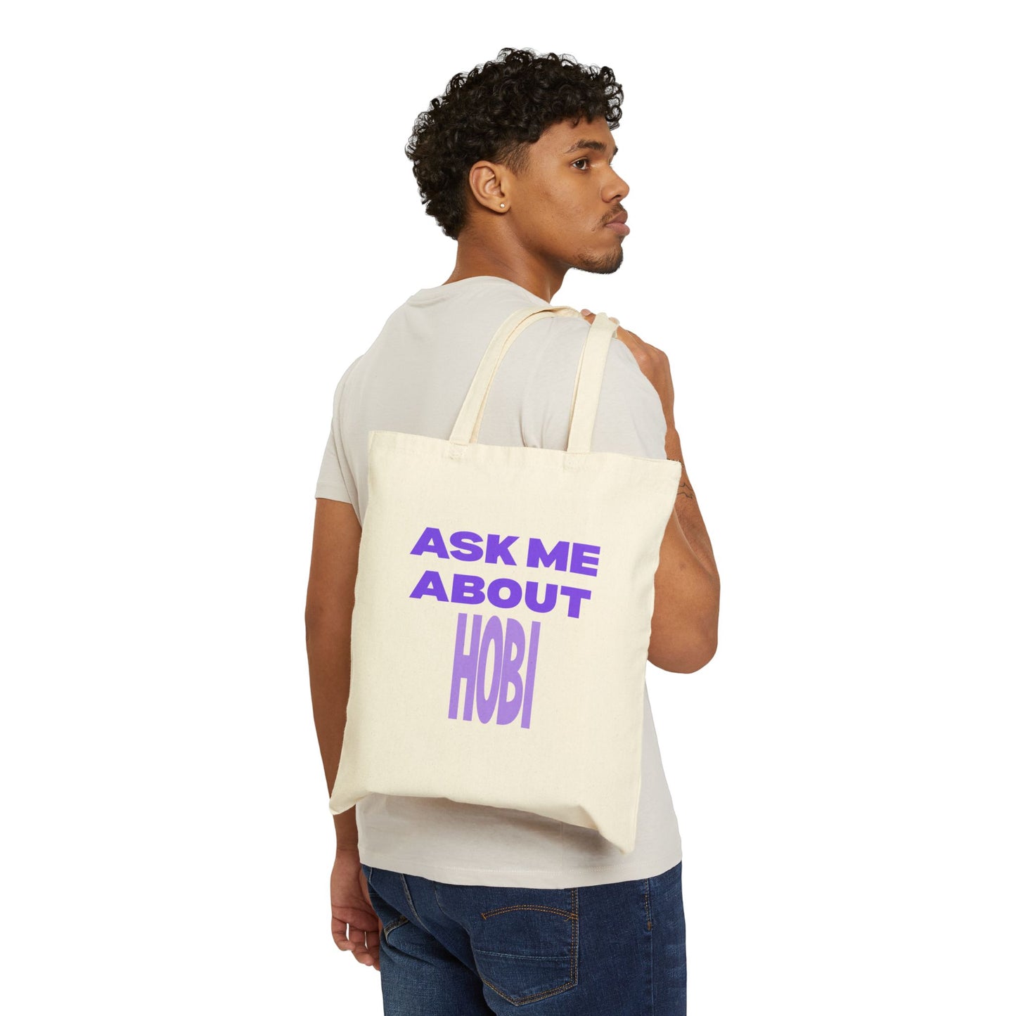 Ask Me About Hobi Cotton Canvas Tote Bag
