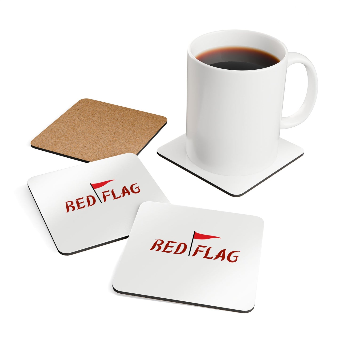 Red Flag (2) Corkwood Coaster Set