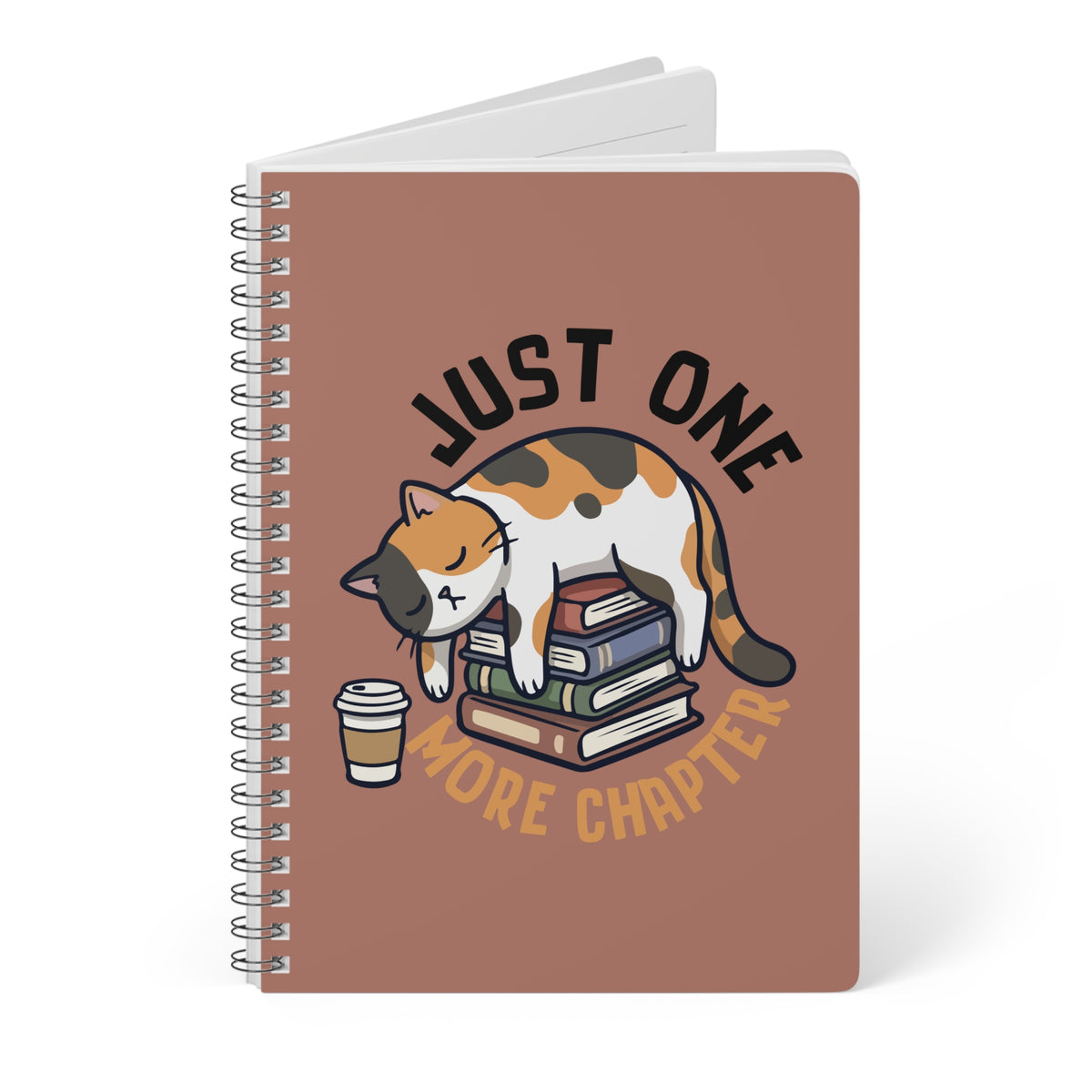 Just One More Chapter (Cat) Wirobound Softcover Notebook, A5