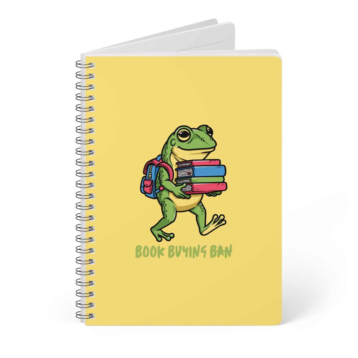 Book Buying Ban (Frog) Wirobound Softcover Notebook, A5