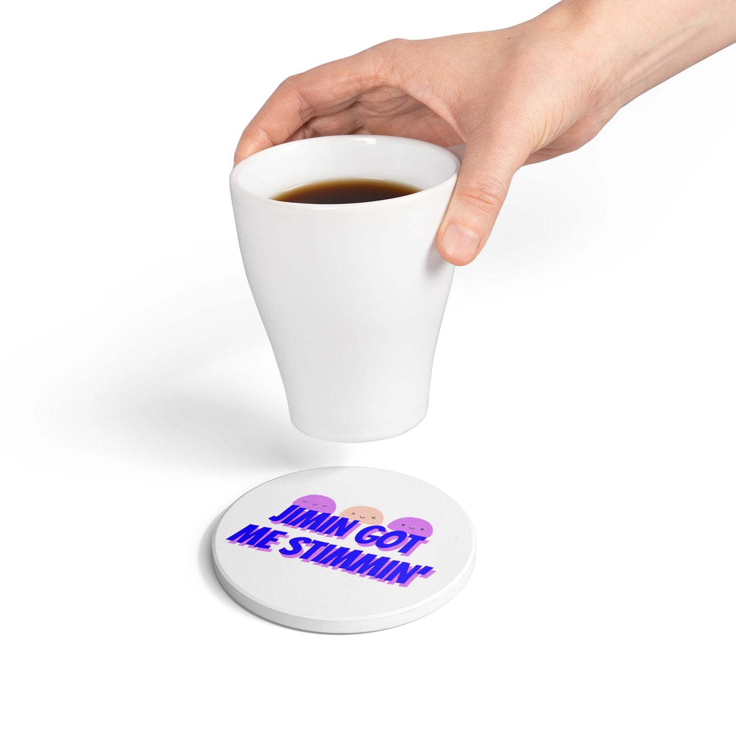 Jimin Got Me Stimmin' (Mochi) Ceramic Coaster