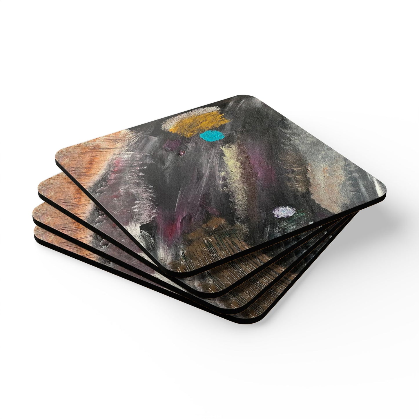 Big Blue Small World Corkwood Coaster Set
