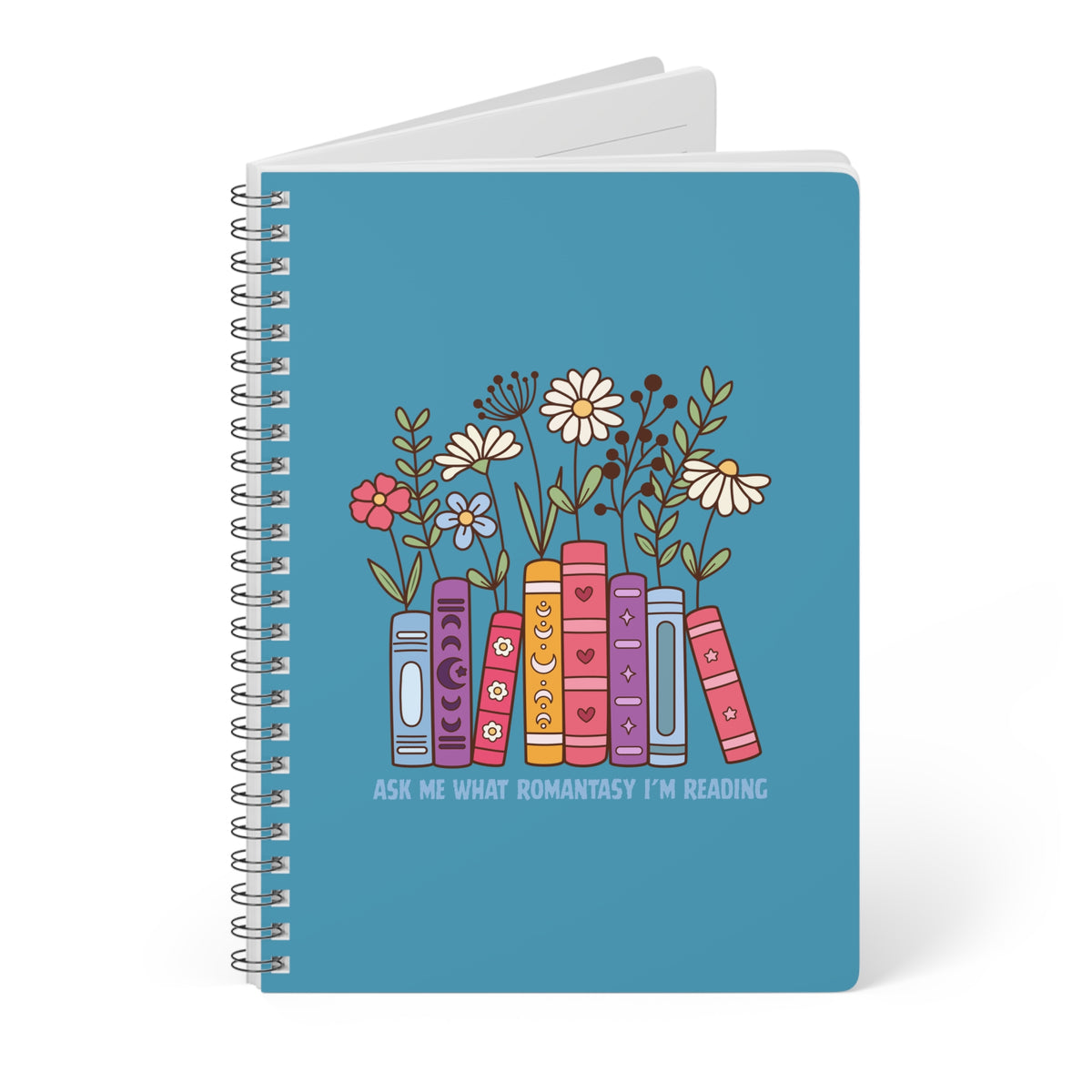 Ask Me What Romantasy I'm Reading (Plants) Wirobound Softcover Notebook, A5