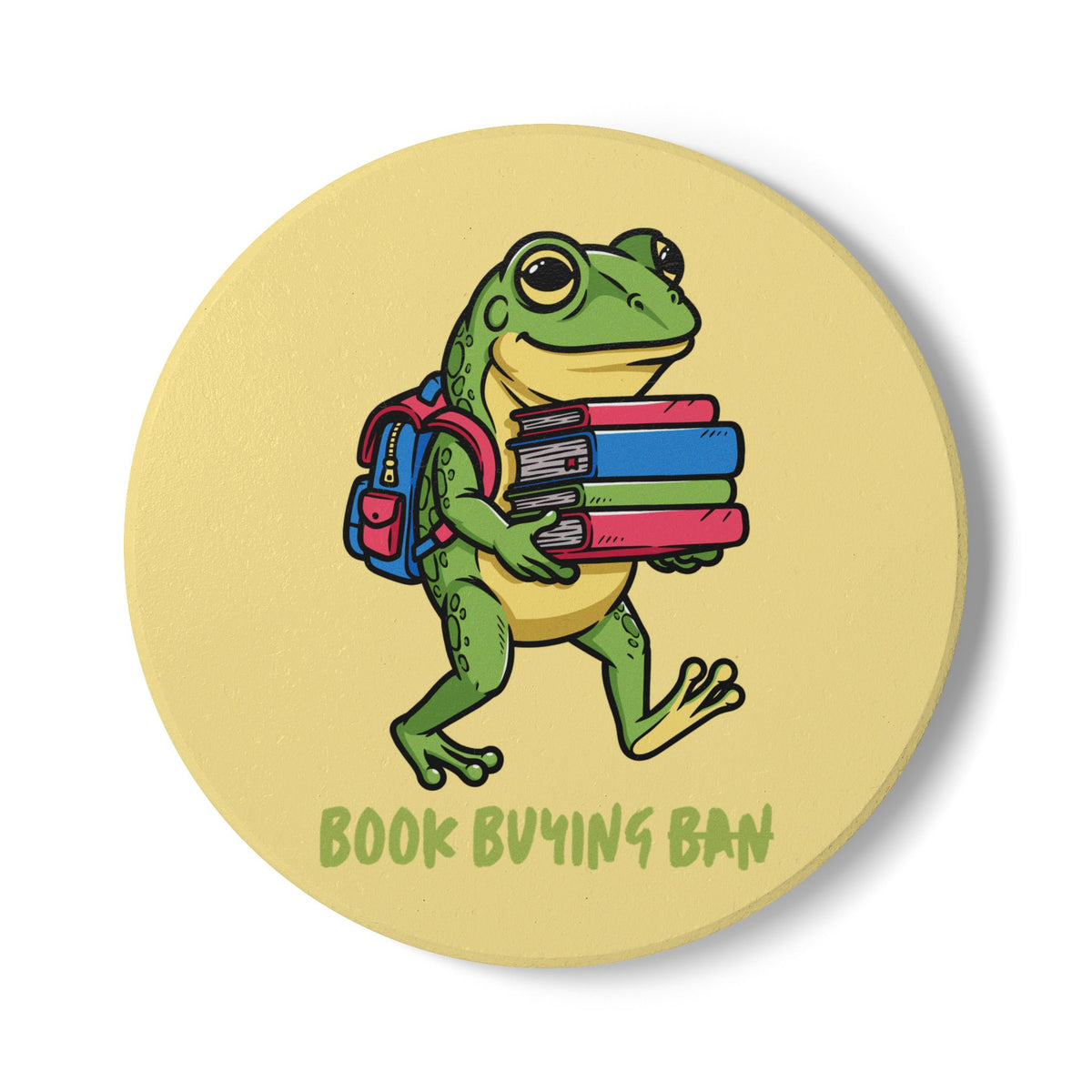 Book Buying Ban (Frog) Ceramic Coaster