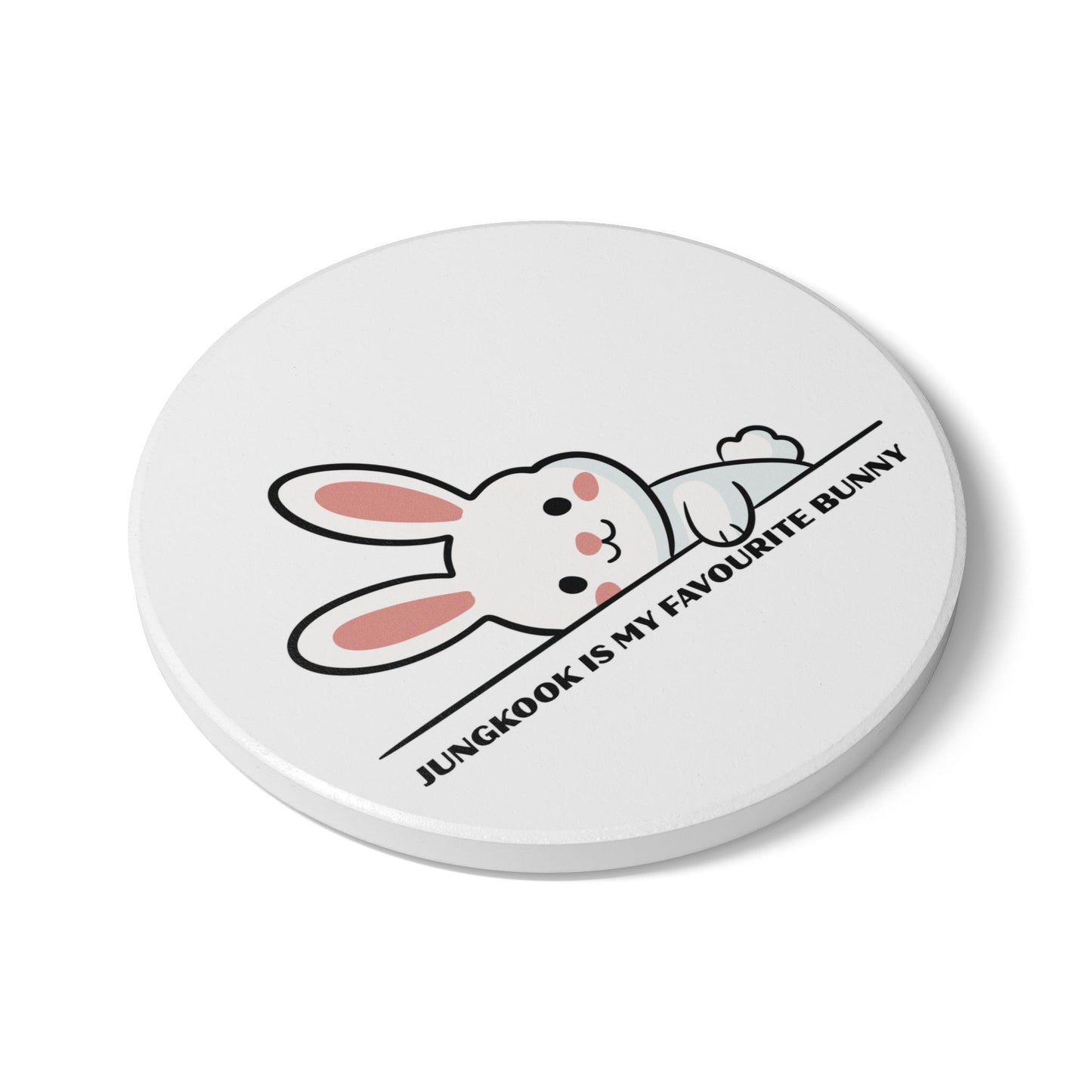 Jungkook Is My Favourite Bunny Ceramic Coaster