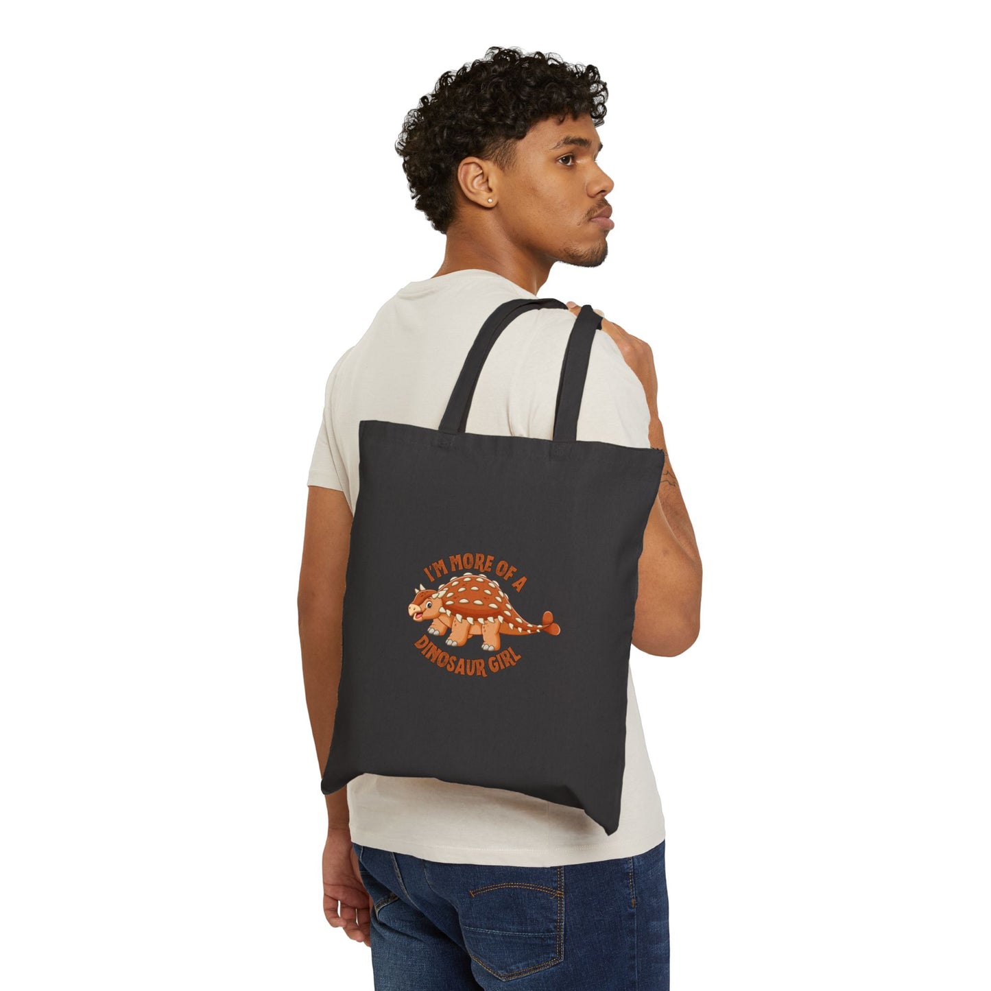 I'm More Of A Dinosaur Girl (Bumpy) Cotton Canvas Tote Bag
