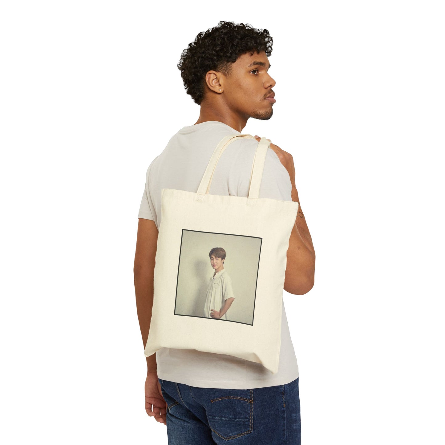 Jimin Portrait Cotton Canvas Tote Bag