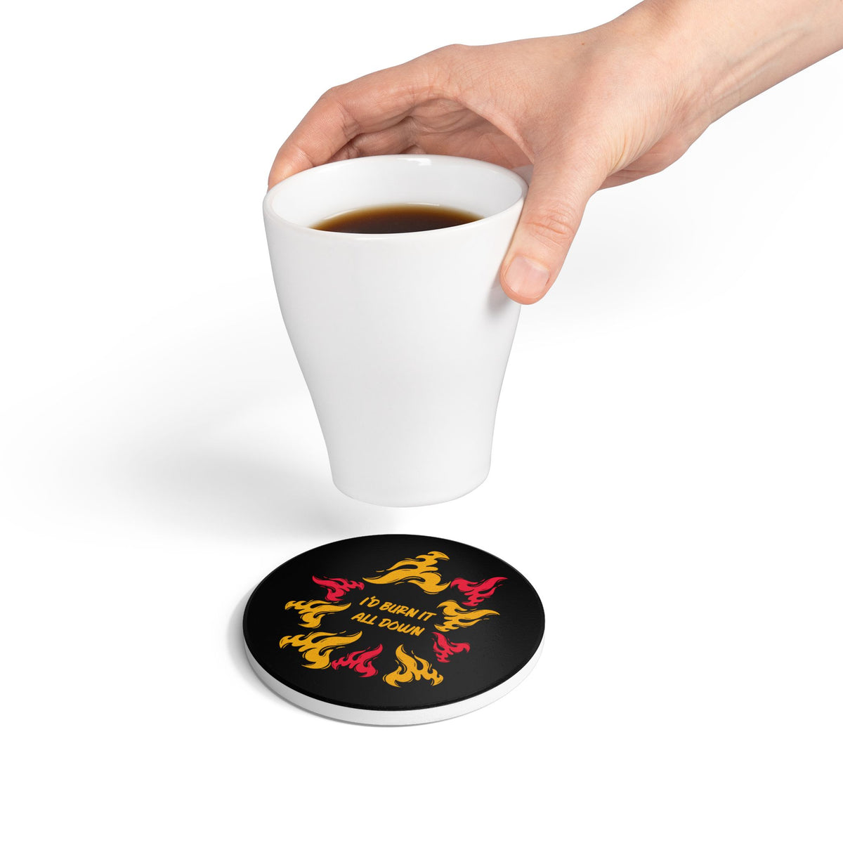 I'd Burn It All Down Fire (Percy Jackson) Ceramic Coaster