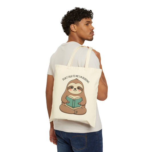 Don't Talk To Me I'm Reading (Sloth) Cotton Canvas Tote Bag