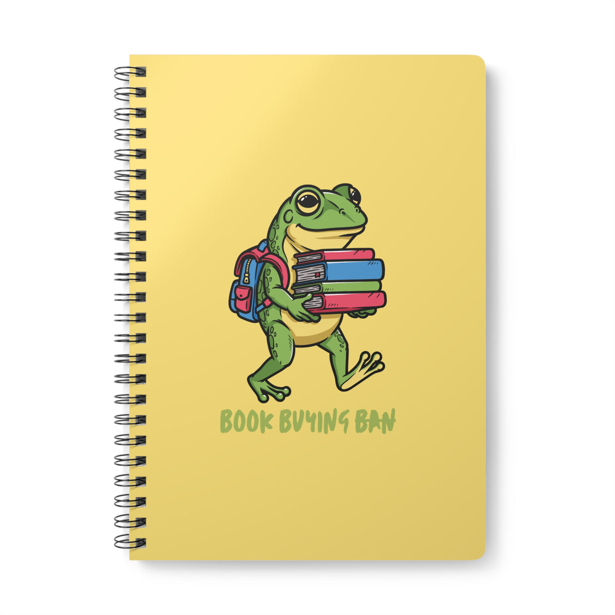 Book Buying Ban (Frog) Wirobound Softcover Notebook, A5