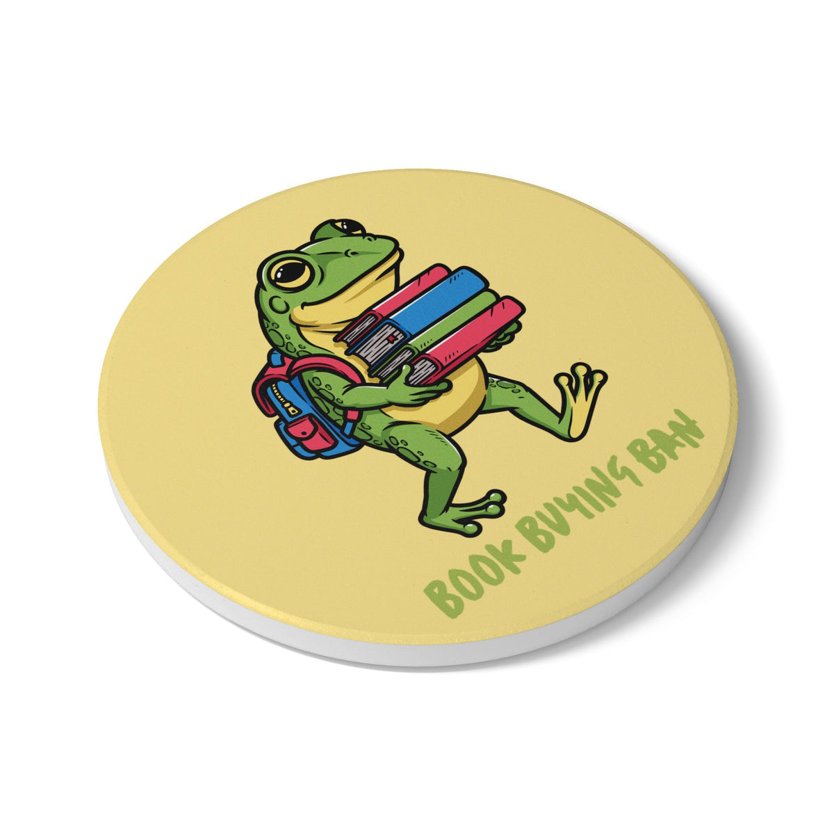 Book Buying Ban (Frog) Ceramic Coaster