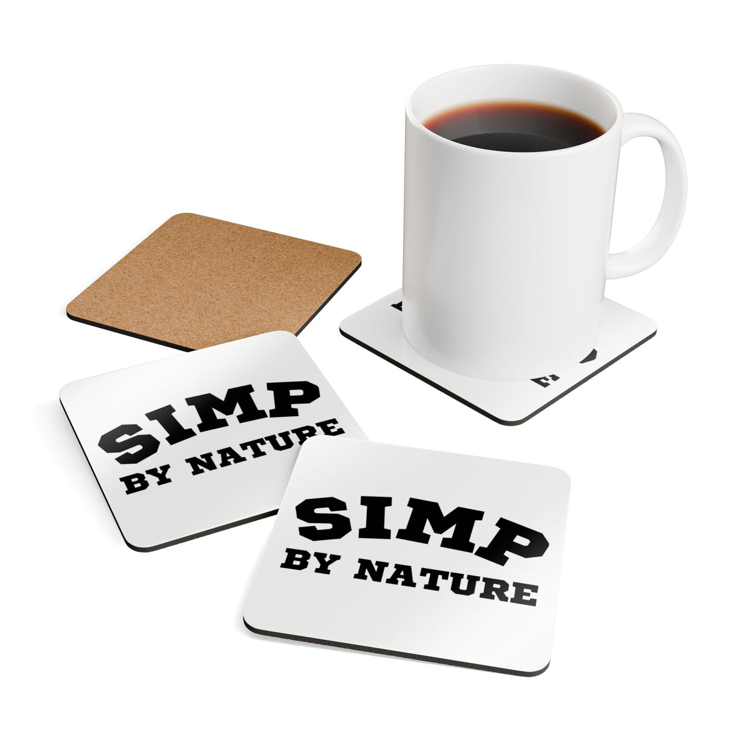 Simp By Nature (Black) Corkwood Coaster Set