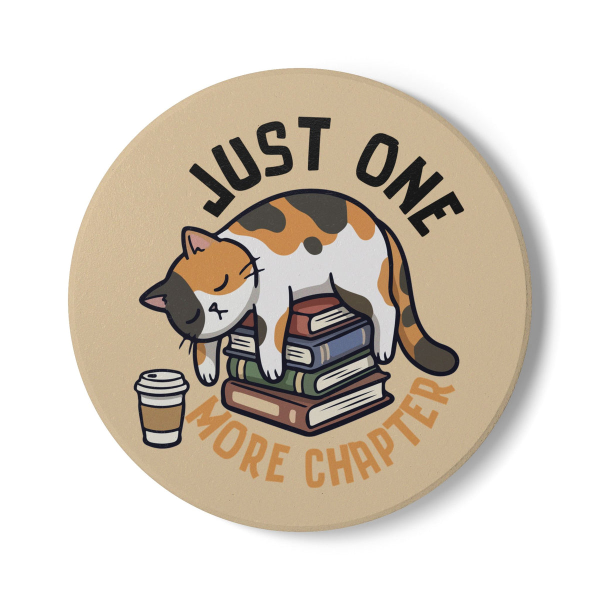 Just One More Chapter (Cat) Ceramic Coaster