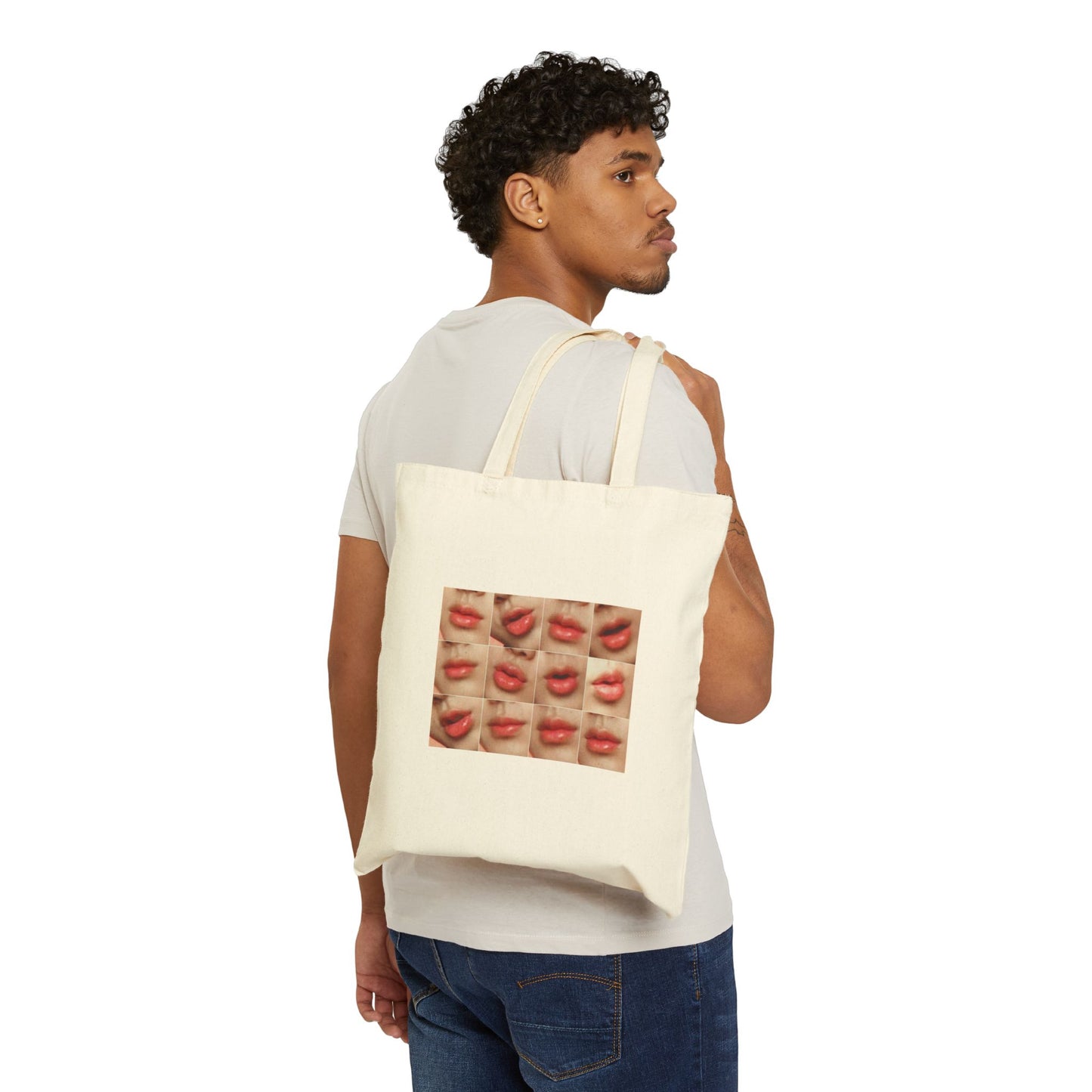 Jin's Lips Cotton Canvas Tote Bag