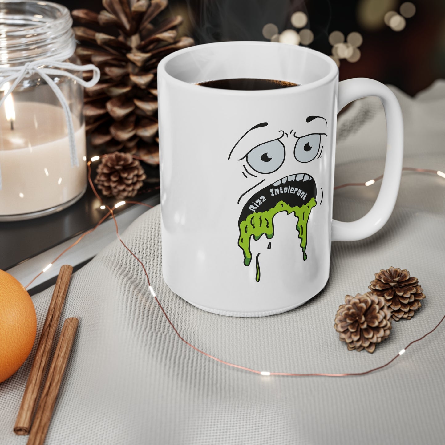 Rizz Intolerant Ceramic Coffee Cup, 15oz