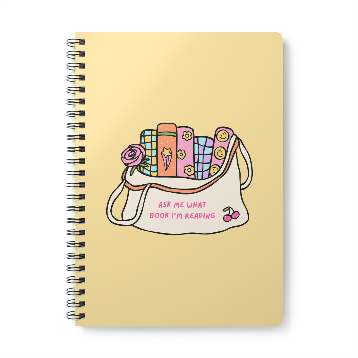 Ask Me What Book I'm Reading (Bag) Wirobound Softcover Notebook, A5