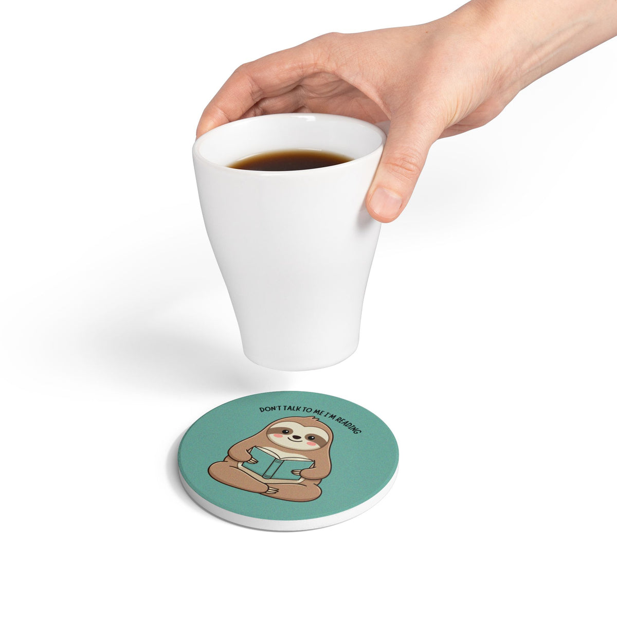 Don't Talk To Me I'm Reading (Sloth) Ceramic Coaster