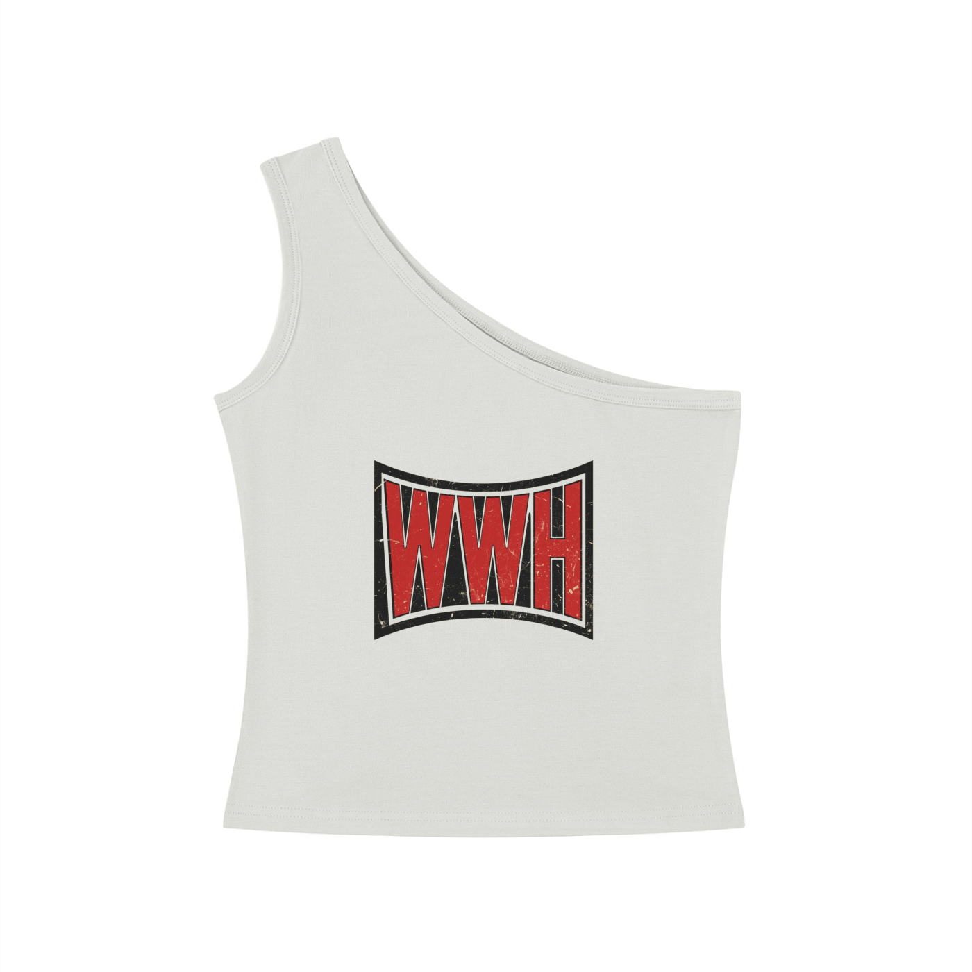 WWH (Worldwide Handsome Jin) One-Shoulder Crop T-Shirt