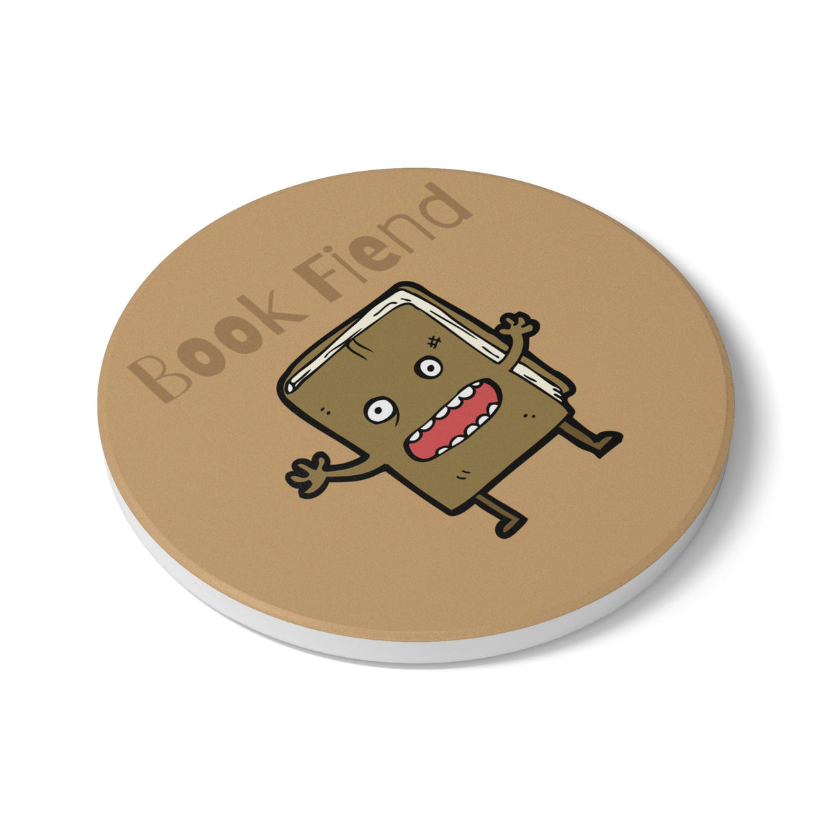 Book Fiend (Brown) Ceramic Coaster