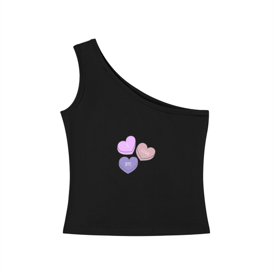 I Love BTS One-Shoulder Crop T-Shirt