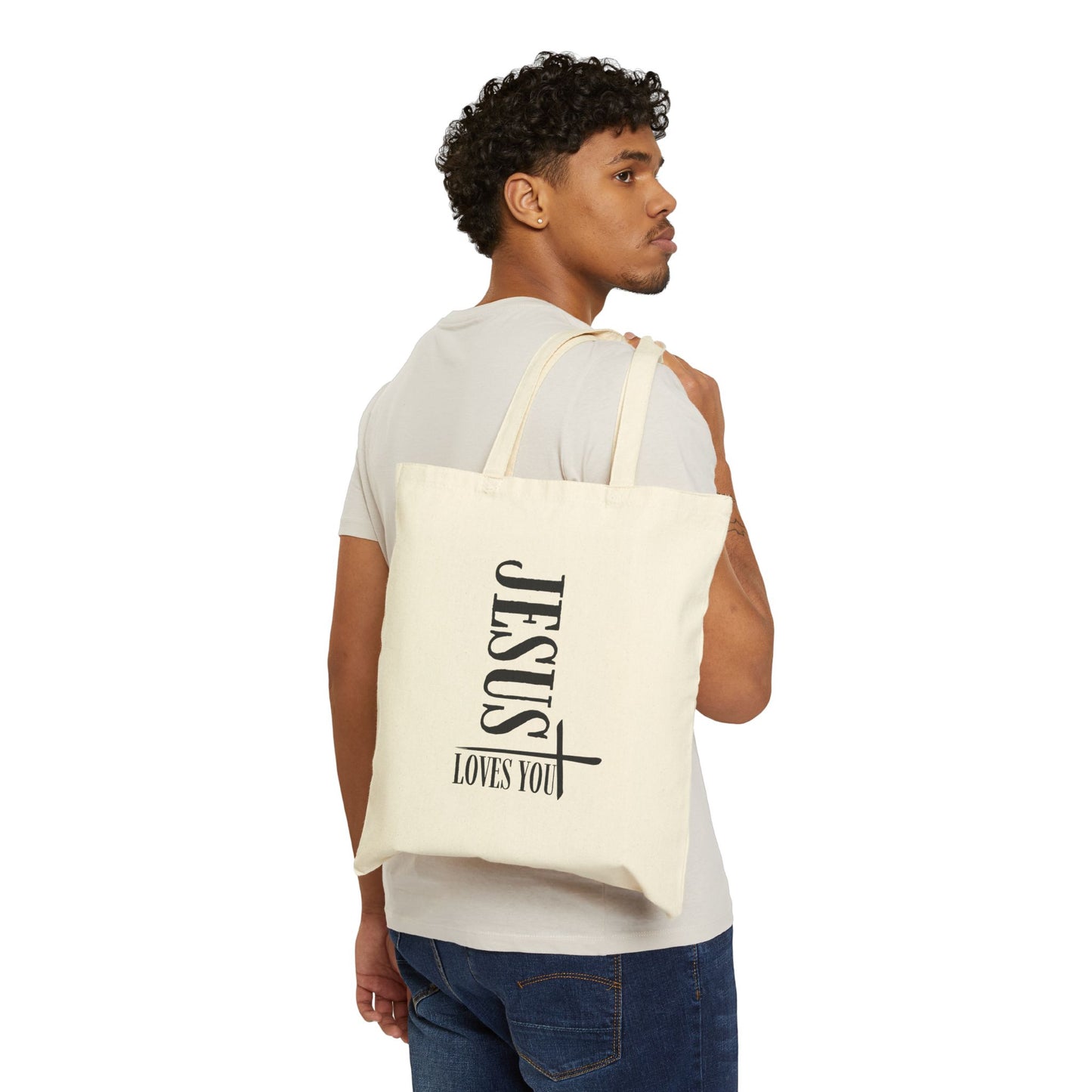 Jesus Loves You Cotton Canvas Tote Bag