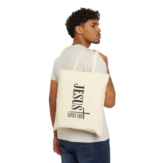 Jesus Loves You Cotton Canvas Tote Bag