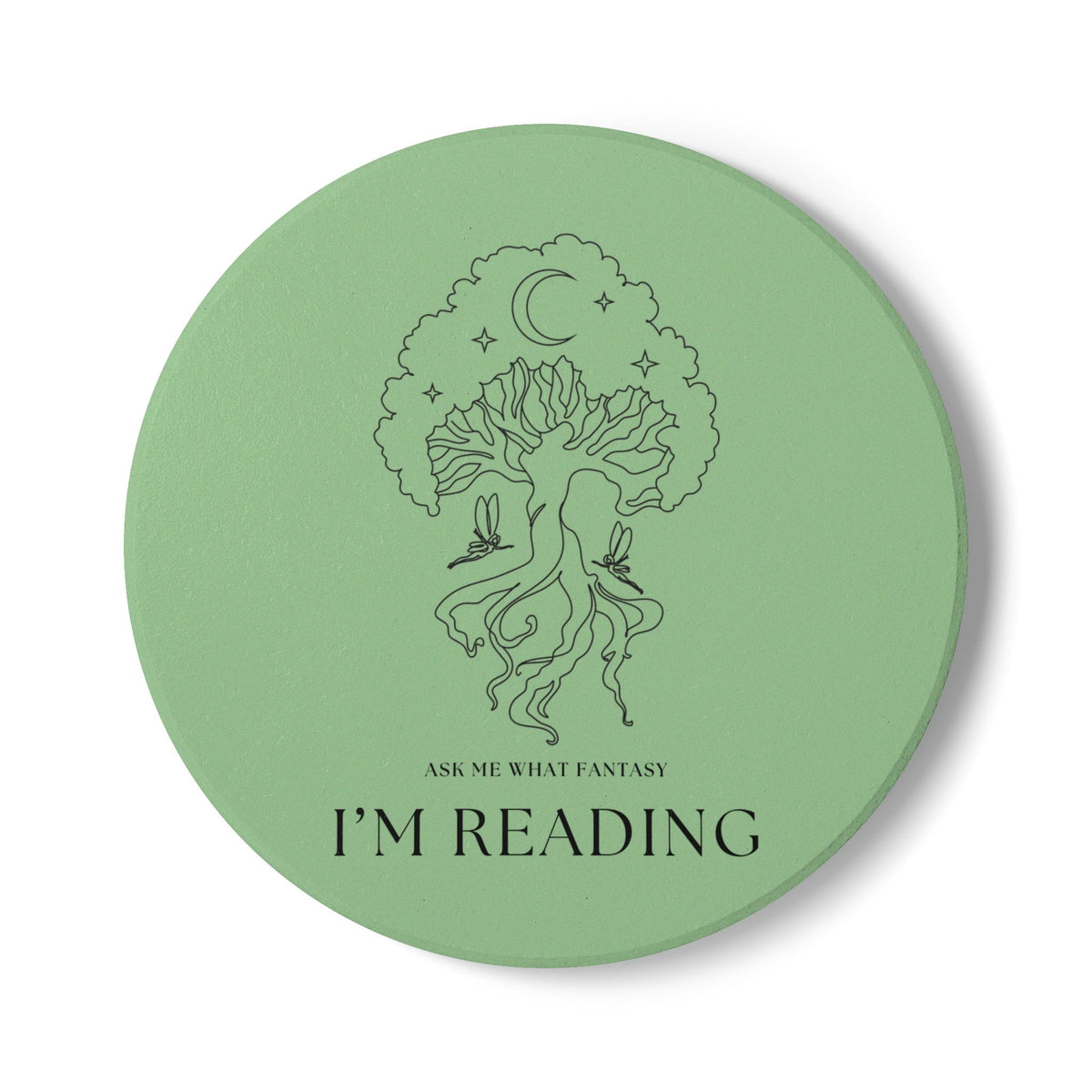 Ask Me What Fantasy I'm Reading (Tree) Ceramic Coaster