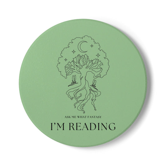 Ask Me What Fantasy I'm Reading (Tree) Ceramic Coaster