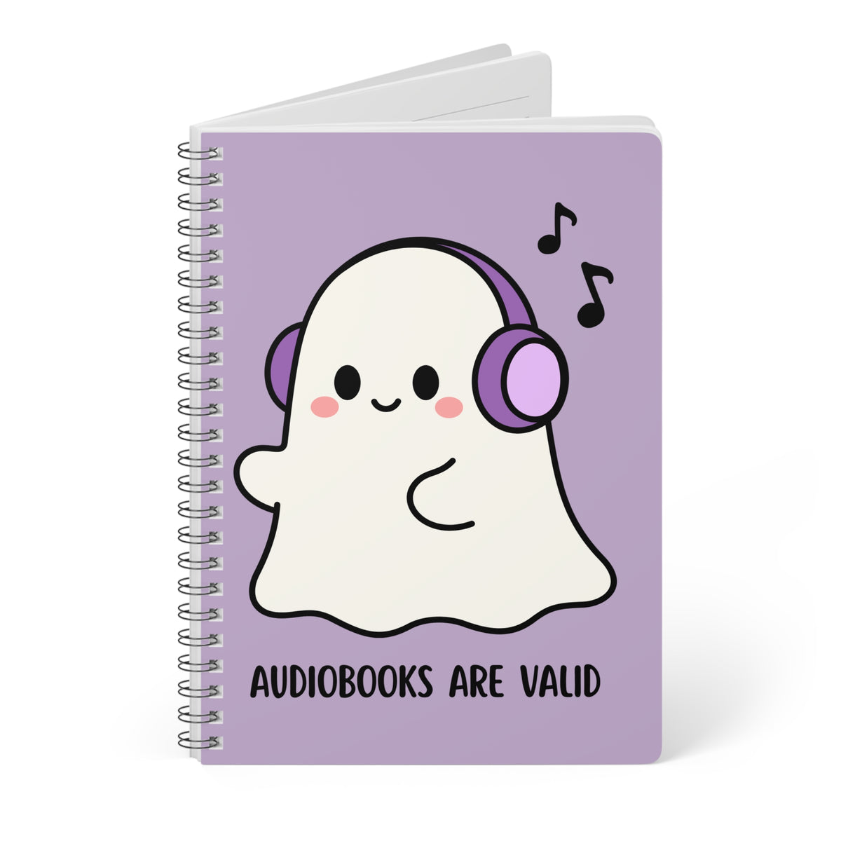 Audiobooks Are Valid (Ghost) Wirobound Softcover Notebook, A5