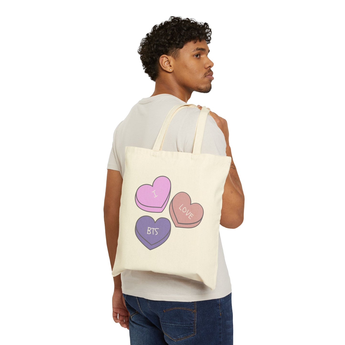 I Love BTS Cotton Canvas Tote Bag