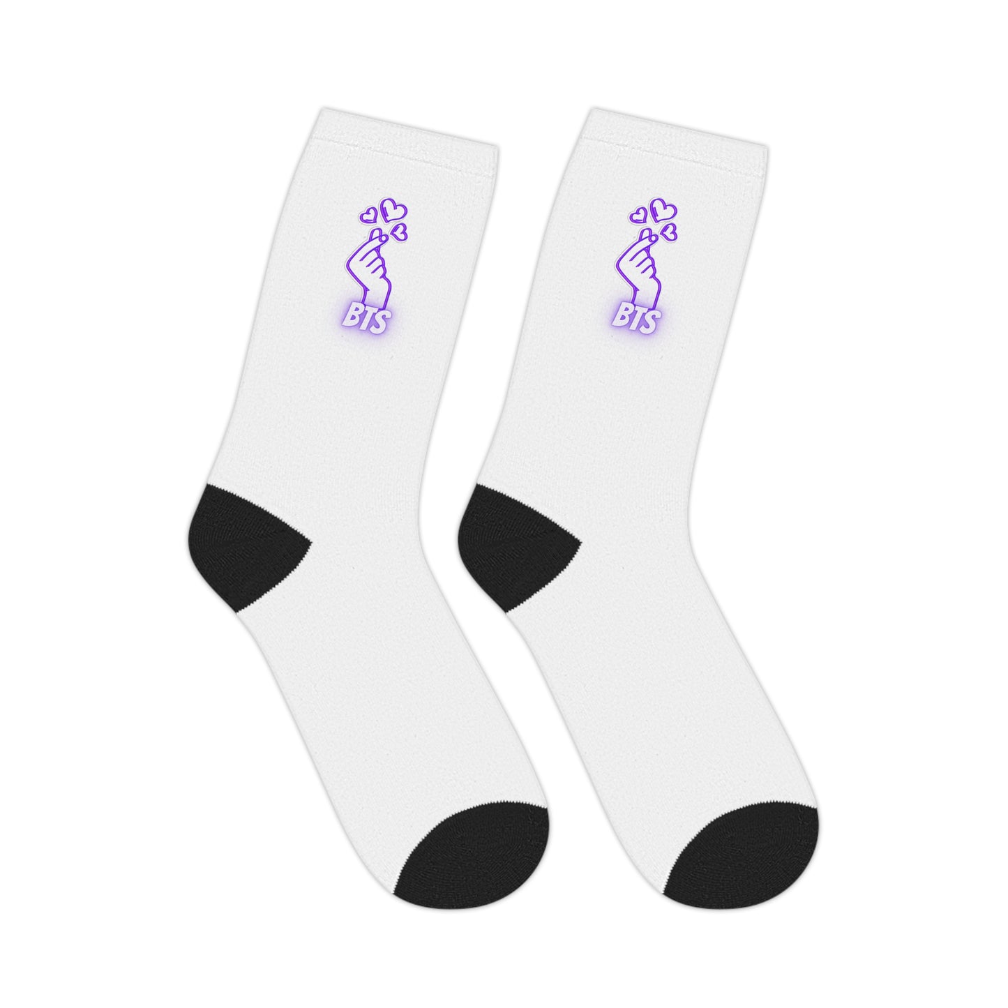 Heart BTS Mid-length Socks (White)