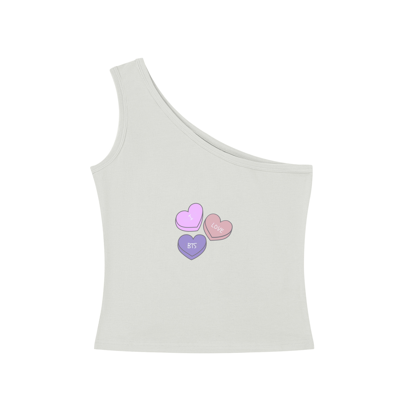 I Love BTS One-Shoulder Crop T-Shirt