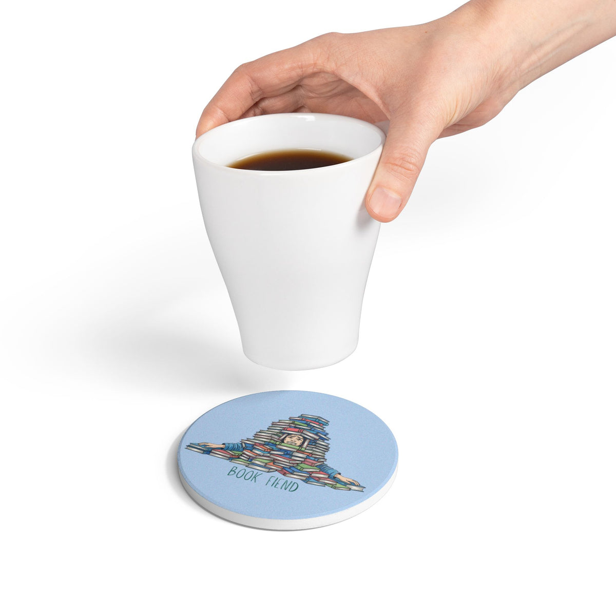 Book Fiend (Pile) Ceramic Coaster