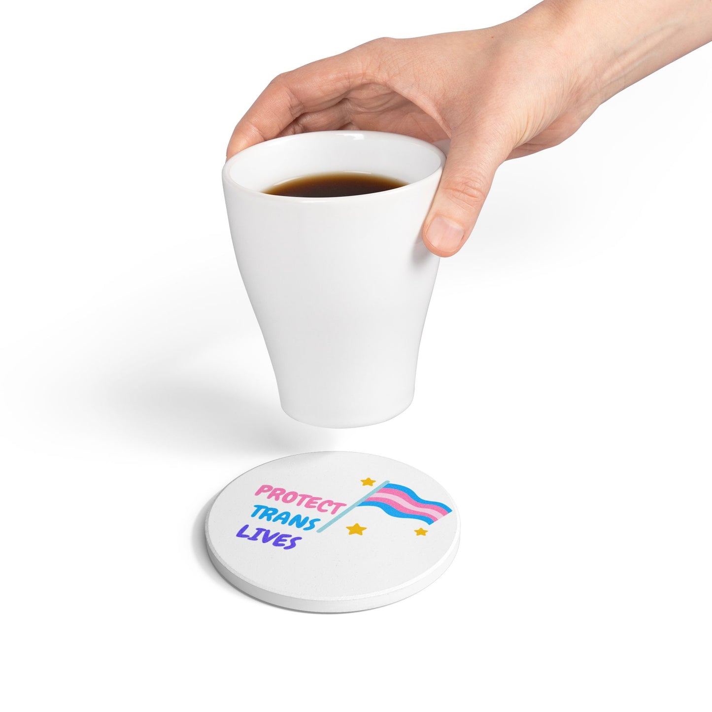 Protect Trans Lives (1) Ceramic Coaster