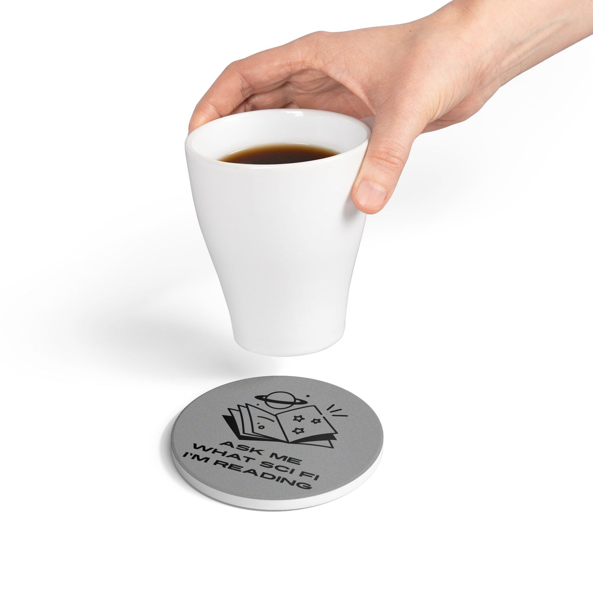 Ask Me What Scifi I'm Reading (Planets) Ceramic Coaster