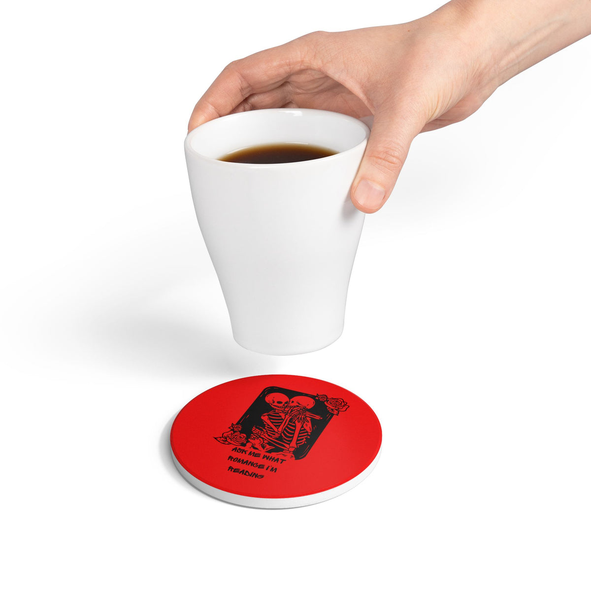 Ask Me What Romance I'm Reading (Tarot) Ceramic Coaster