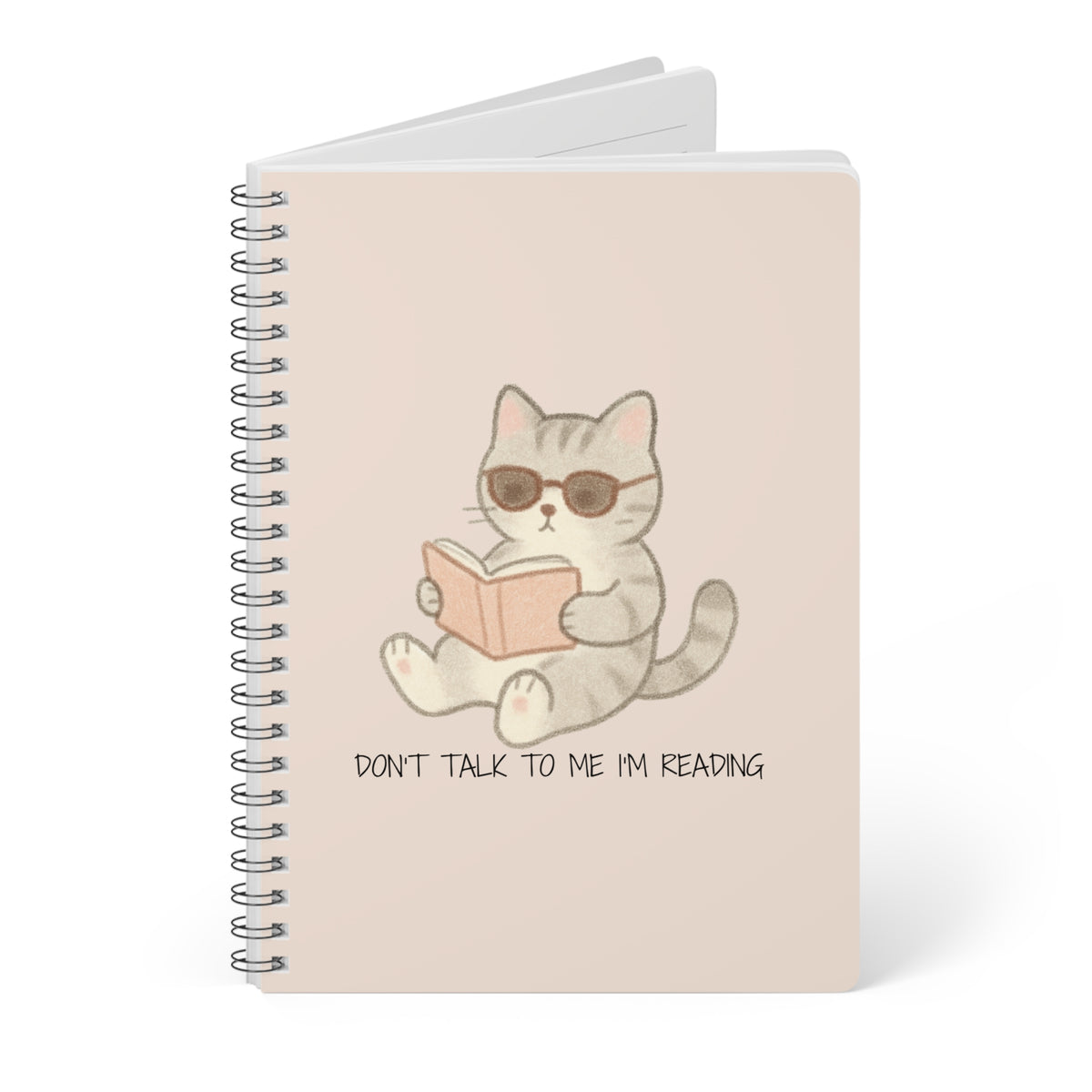 Don't Talk To Me I'm Reading (Cat) Wirobound Softcover Notebook, A5