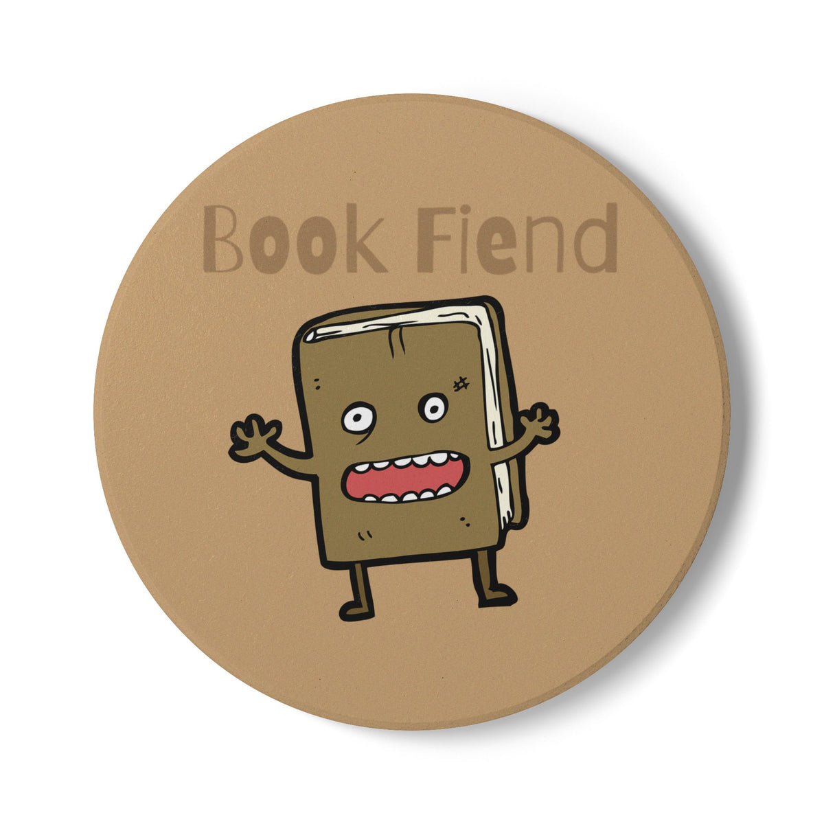 Book Fiend (Brown) Ceramic Coaster