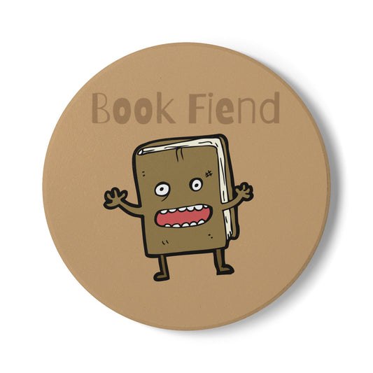Book Fiend (Brown) Ceramic Coaster
