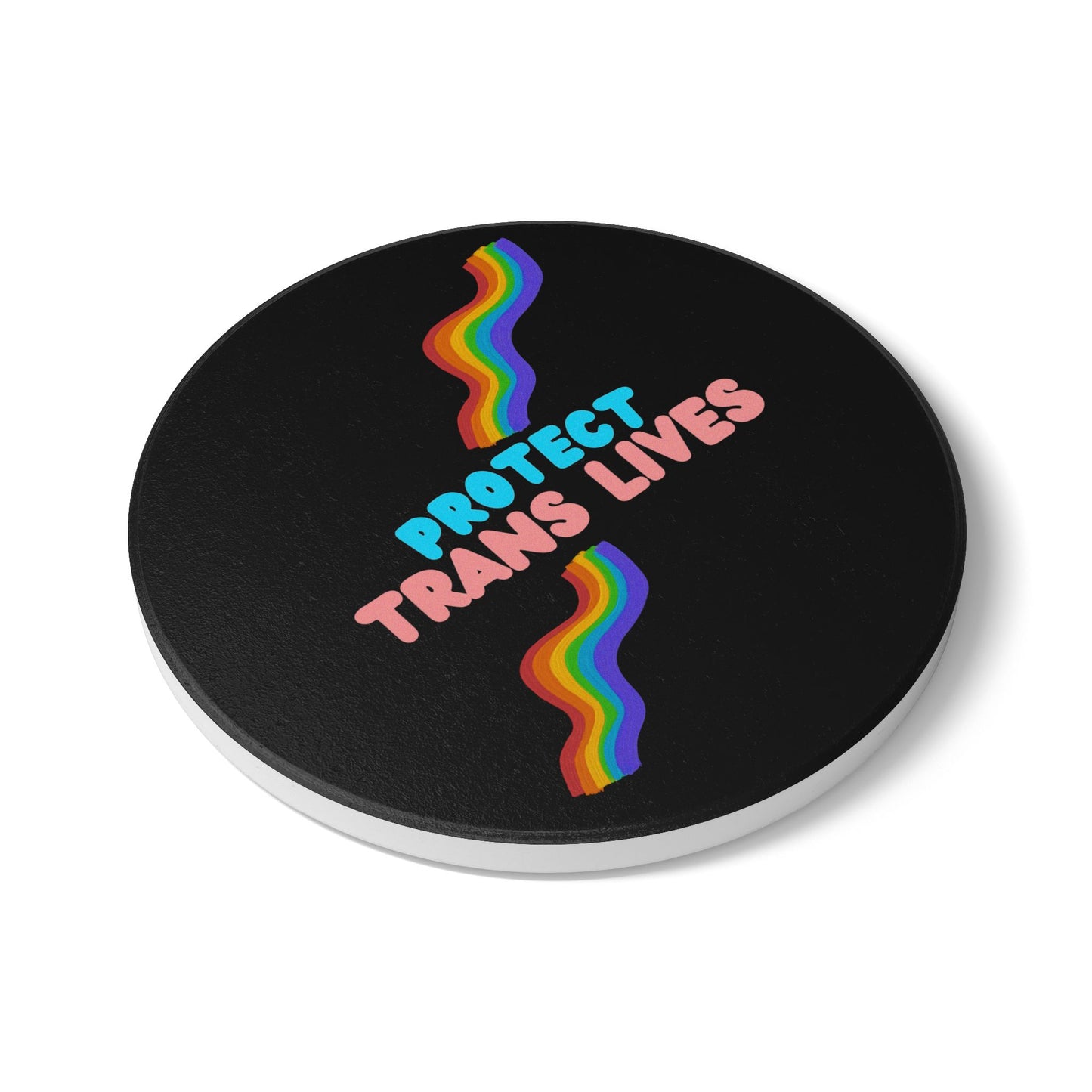 Protect Trans Lives Ceramic Coaster