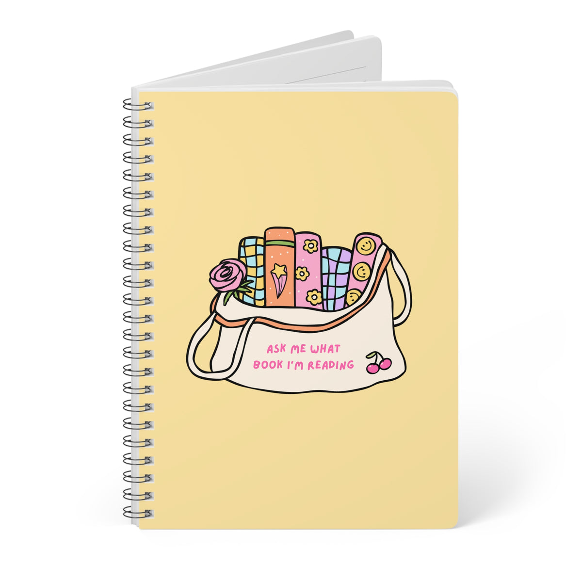 Ask Me What Book I'm Reading (Bag) Wirobound Softcover Notebook, A5