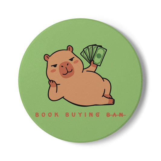 Book Buying Ban Ceramic Coaster