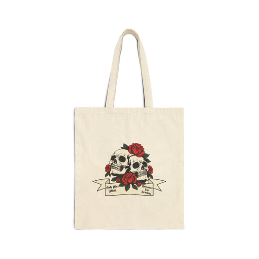 Ask Me What Romance I'm Reading (Skull) Cotton Canvas Tote Bag