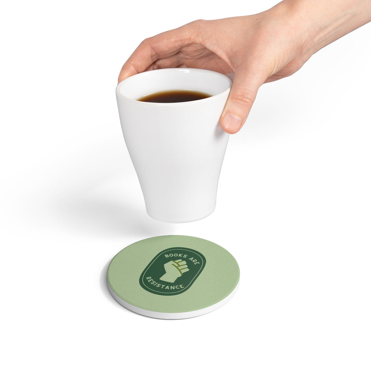Books Are Resistance (Patch) Ceramic Coaster