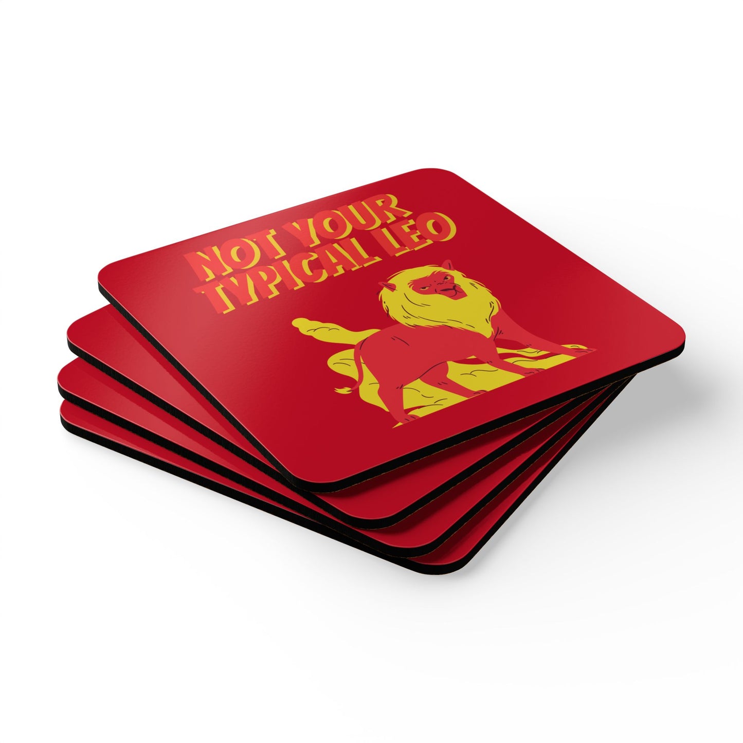 Not Your Typical Leo Corkwood Coaster Set