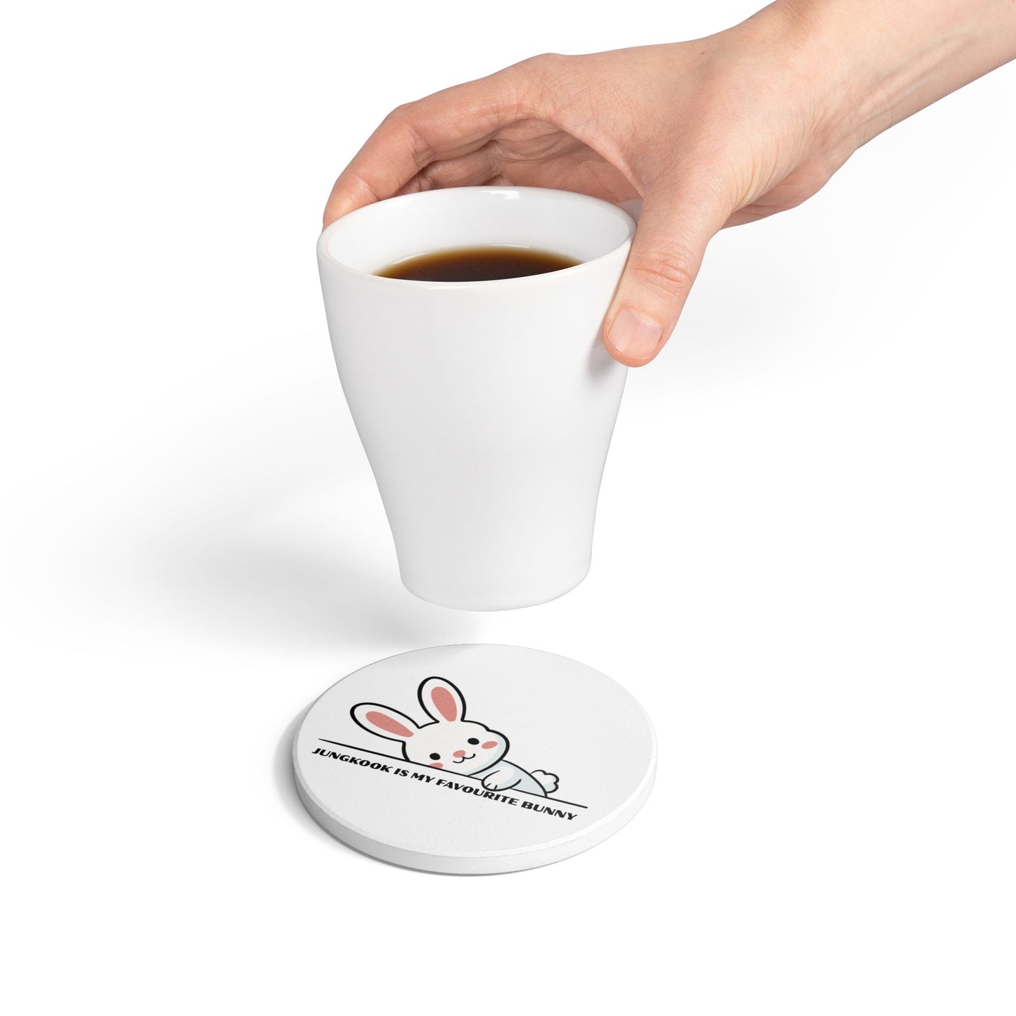 Jungkook Is My Favourite Bunny Ceramic Coaster