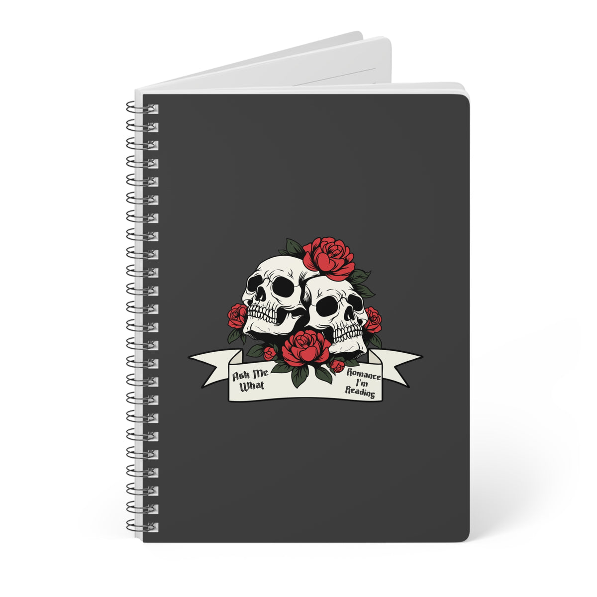 Ask Me What Romance I'm Reading (Skull) Wirobound Softcover Notebook, A5